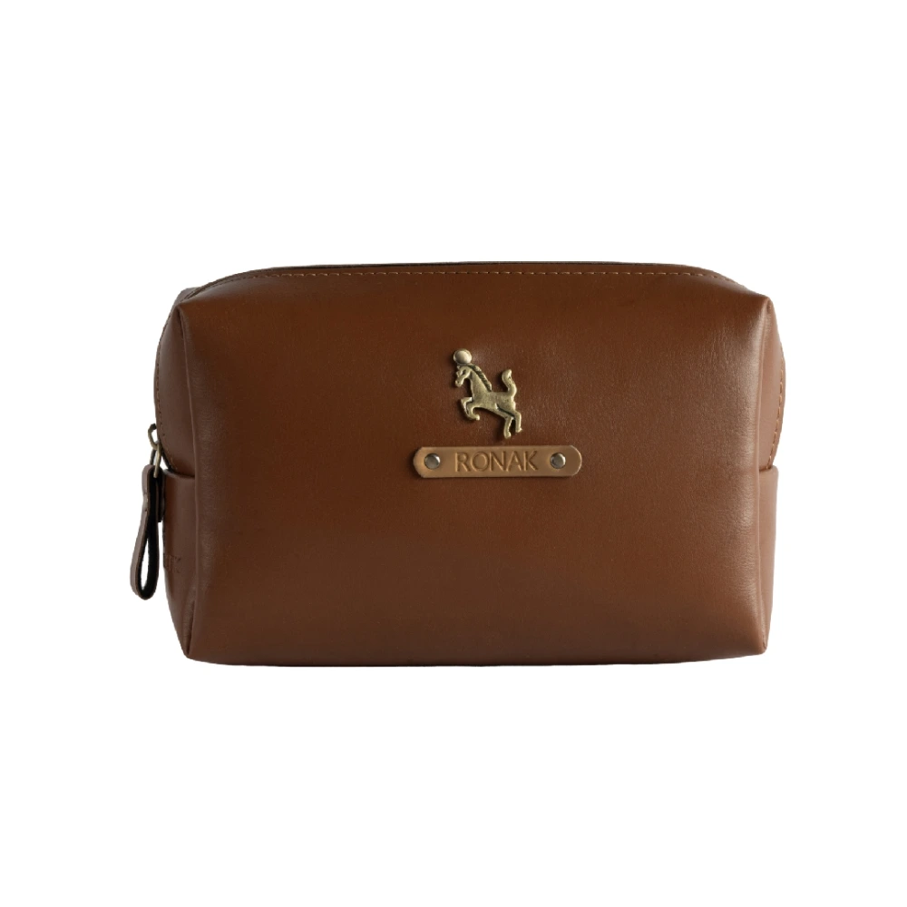 Buy personalised travel pouch tan travel organiser